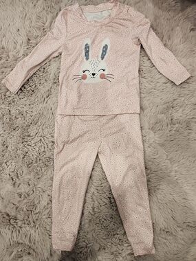 Pink Bunny Kids Pajama Set - Cute Long Sleeve Sleepwear